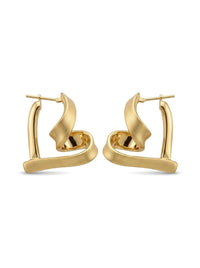 Arracadas de oro 14k de corazón con acabado satinado Mod 6133