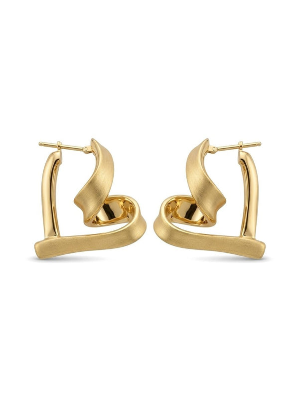 Arracadas de oro 14k de corazón con acabado satinado Mod 6133