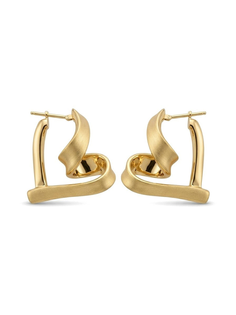 Arracadas de oro 14k de corazón con acabado satinado Mod 6133