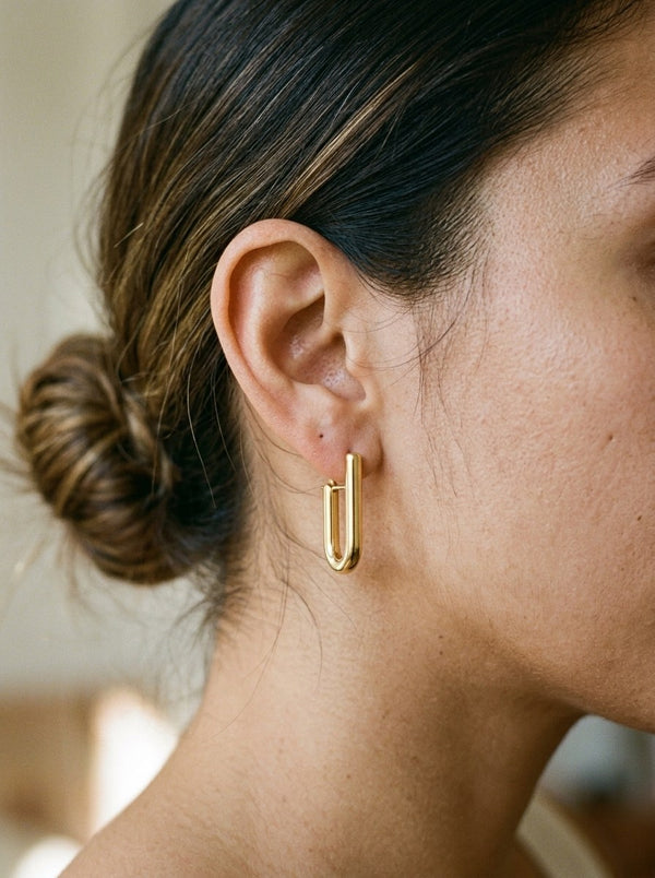 Arracadas de oro 14k en forma de U Mod 6134