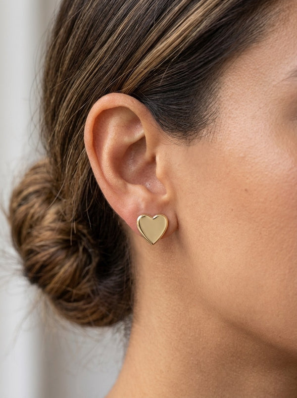 Aretes de oro 14k de corazón inflado Mod 6135