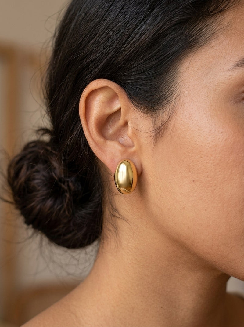 Aretes de oro 14k de óvalo abombado Mod 6137 - 2 cm