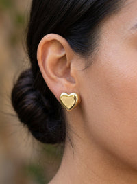 Aretes de oro 14k de corazón abombado Mod 6141