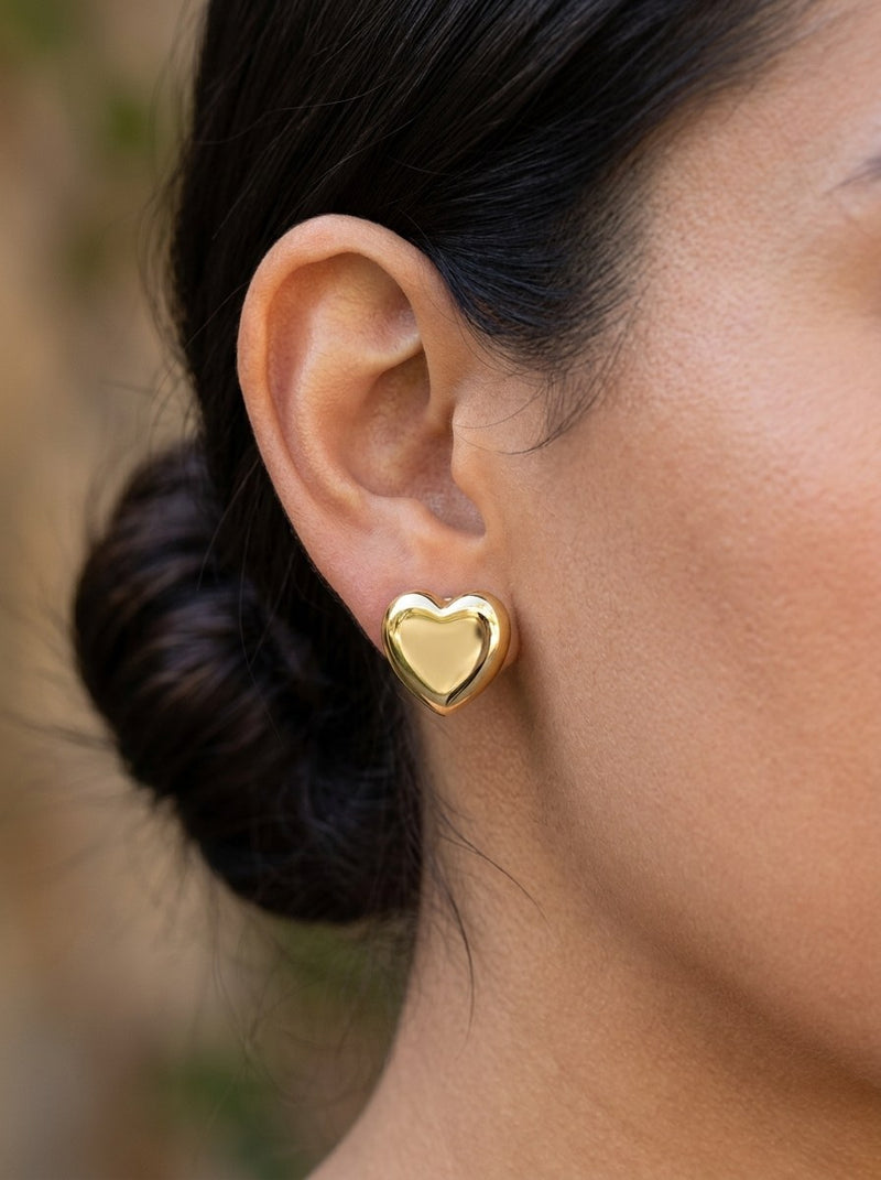 Aretes de oro 14k de corazón abombado Mod 6141