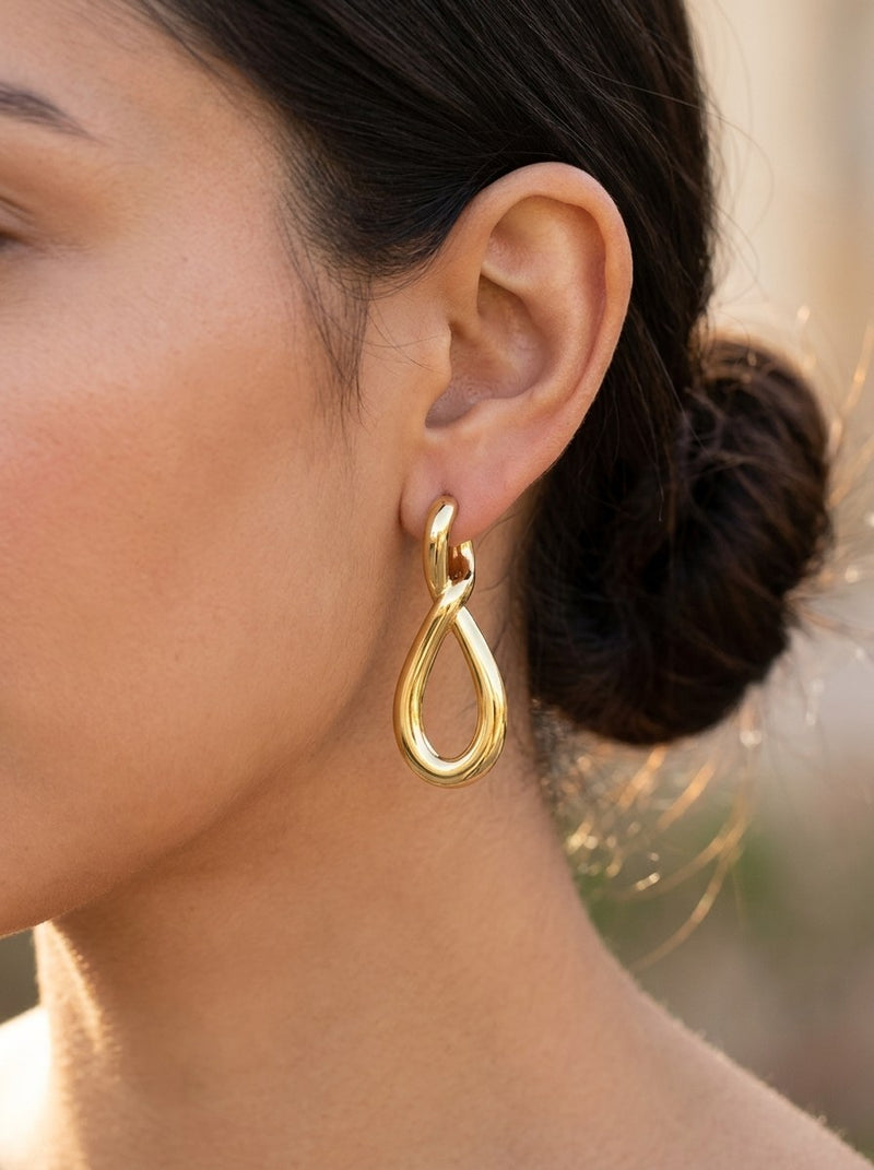 Aretes de oro 14k de lazo torcido Mod 6143 - 4 cm