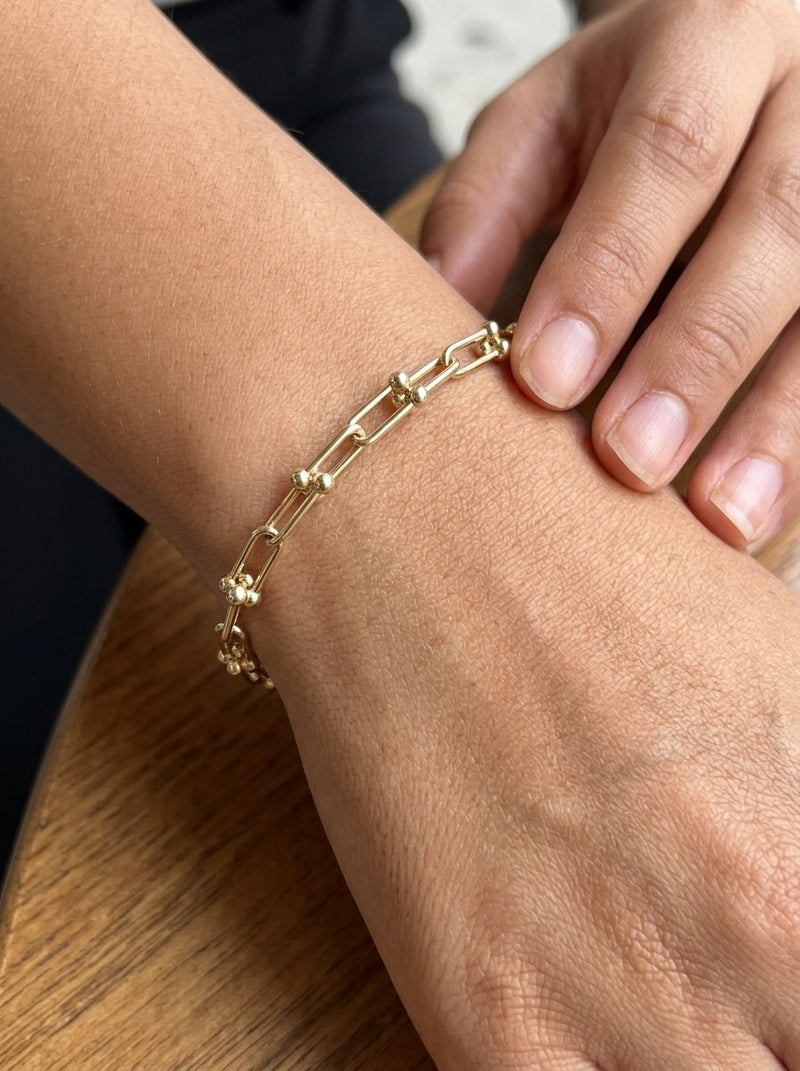 Pulsera de oro 14k tipo diseñador de eslabones en U Mod 6147
