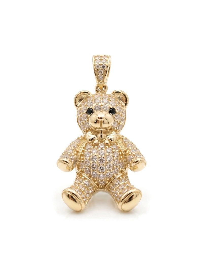Dije de oro 10k de osito de peluche sentado con piedras blancas Mod 6152 - 2.5 cm