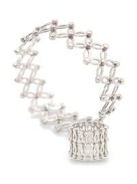 Pulsera anillo convertible de oro blanco 14k con eslabones marquesa Mod 6158