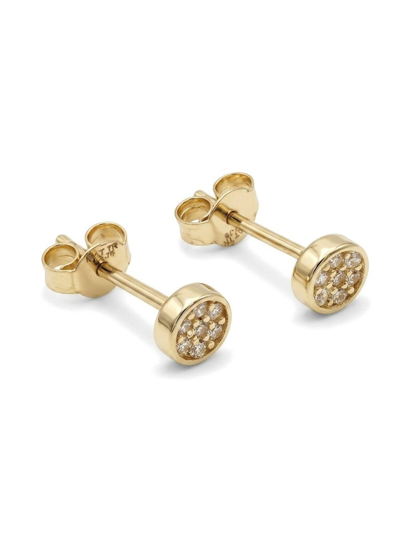 Aretes de oro 10k redondos con piedras blancas Mod 6163