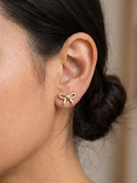 Aretes de oro 10k de moño calado Mod 6168