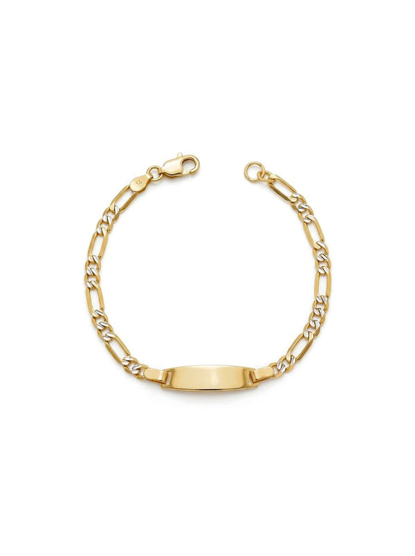 Esclava kids de oro bicolor 14k tejido 3x1 diamantado Mod 6171 - 12/14 cm