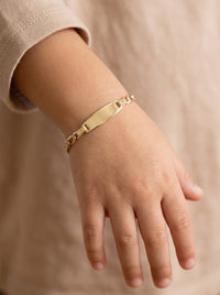 Esclava kids de oro bicolor 14k tejido 3x1 diamantado Mod 6171 - 12/14 cm