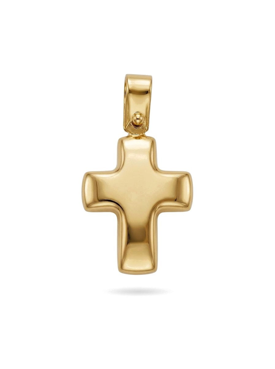 Dije de oro 14k de cruz abombada con puntas redondeadas Mod 6184 - 1.5 cm