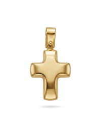 Dije de oro 14k de cruz abombada con puntas redondeadas Mod 6184 - 1.5 cm