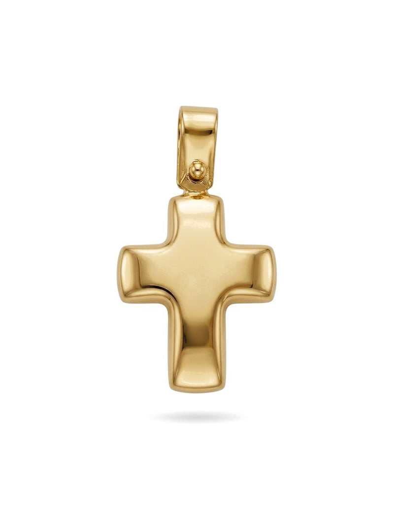 Dije de oro 14k de cruz abombada con puntas redondeadas Mod 6184 - 1.5 cm