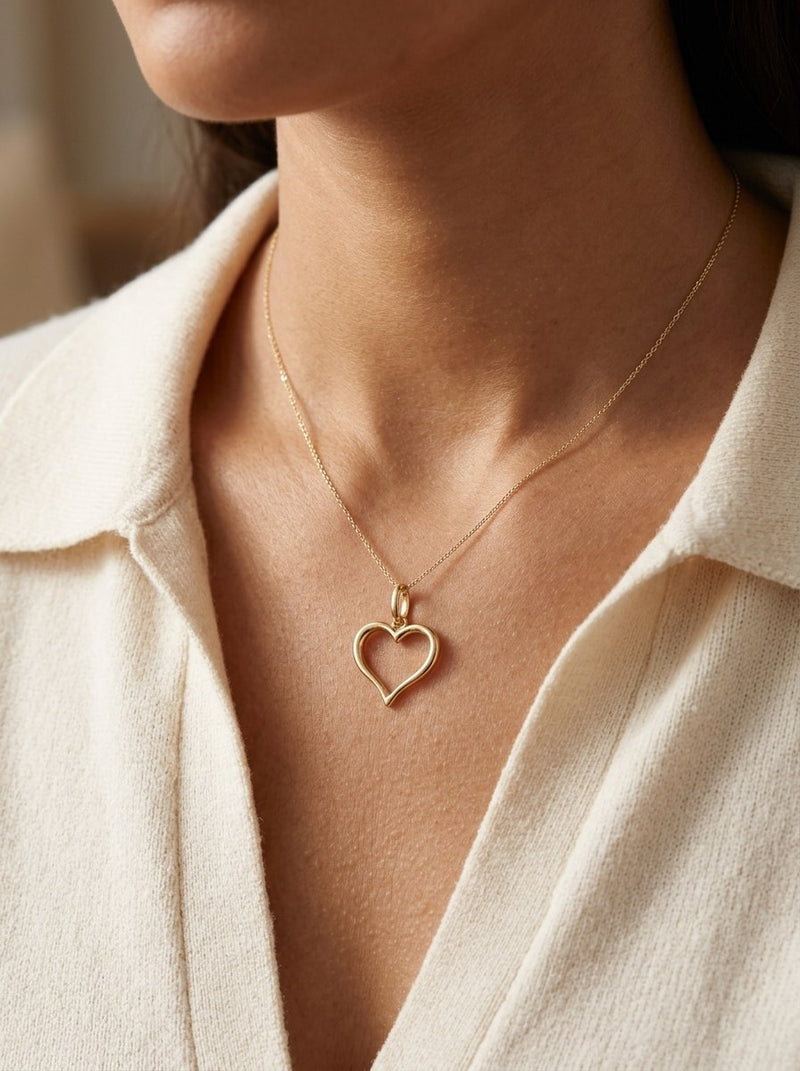 Dije de oro 14k de corazón abierto Mod 6196 - 2 cm