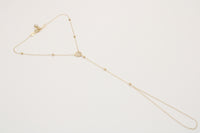 Pulsera de mano de oro 14k con medalla calada y bolitas Mod 6202 - 18 cm