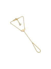 Pulsera de mano de oro 14k con placa oval Mod 6204 - 18 cm