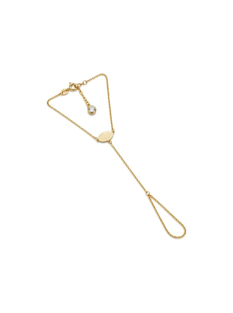 Pulsera de mano de oro 14k con placa oval Mod 6204 - 18 cm