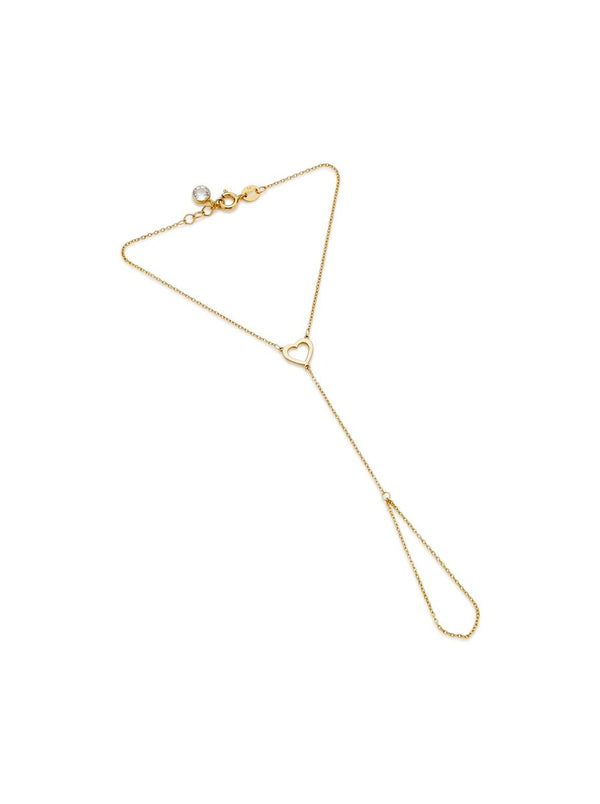 Pulsera de mano de oro 14k con corazón calado Mod 6205 - 18 cm