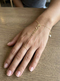 Pulsera de mano de oro 14k con tres infinitos de corazones Mod 6206 - 18 cm