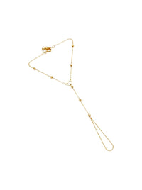 Pulsera de mano de oro 14k con corazón calado y bolitas Mod 6207 - 18 cm