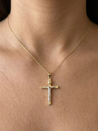 Dije de oro 14k de crucifijo plano con Cristo en oro blanco Mod 6208 - 2 cm