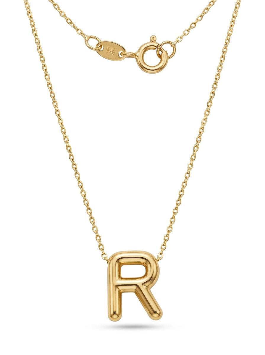 Gargantilla de oro 14k con inicial R burbuja Mod 6211 - 45 cm