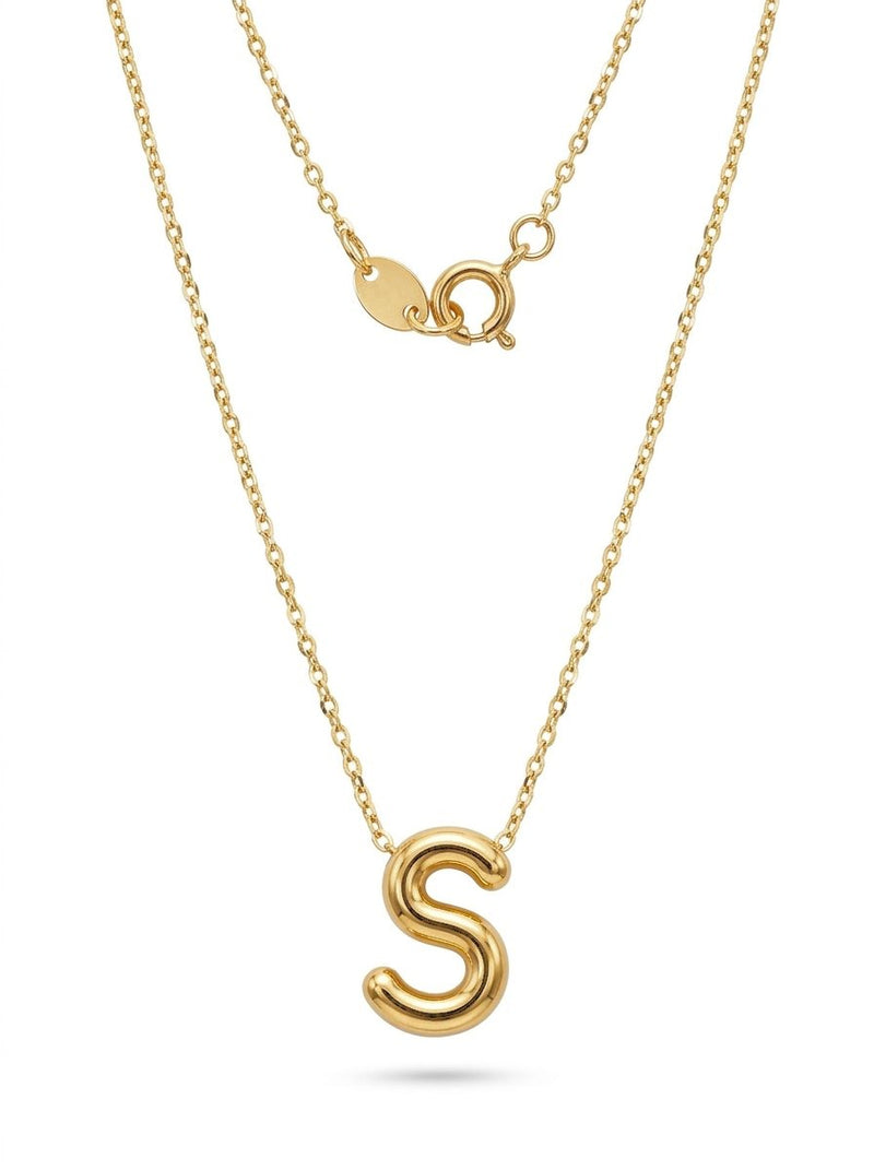 Gargantilla de oro 14k con inicial S burbuja Mod 6212 - 45 cm
