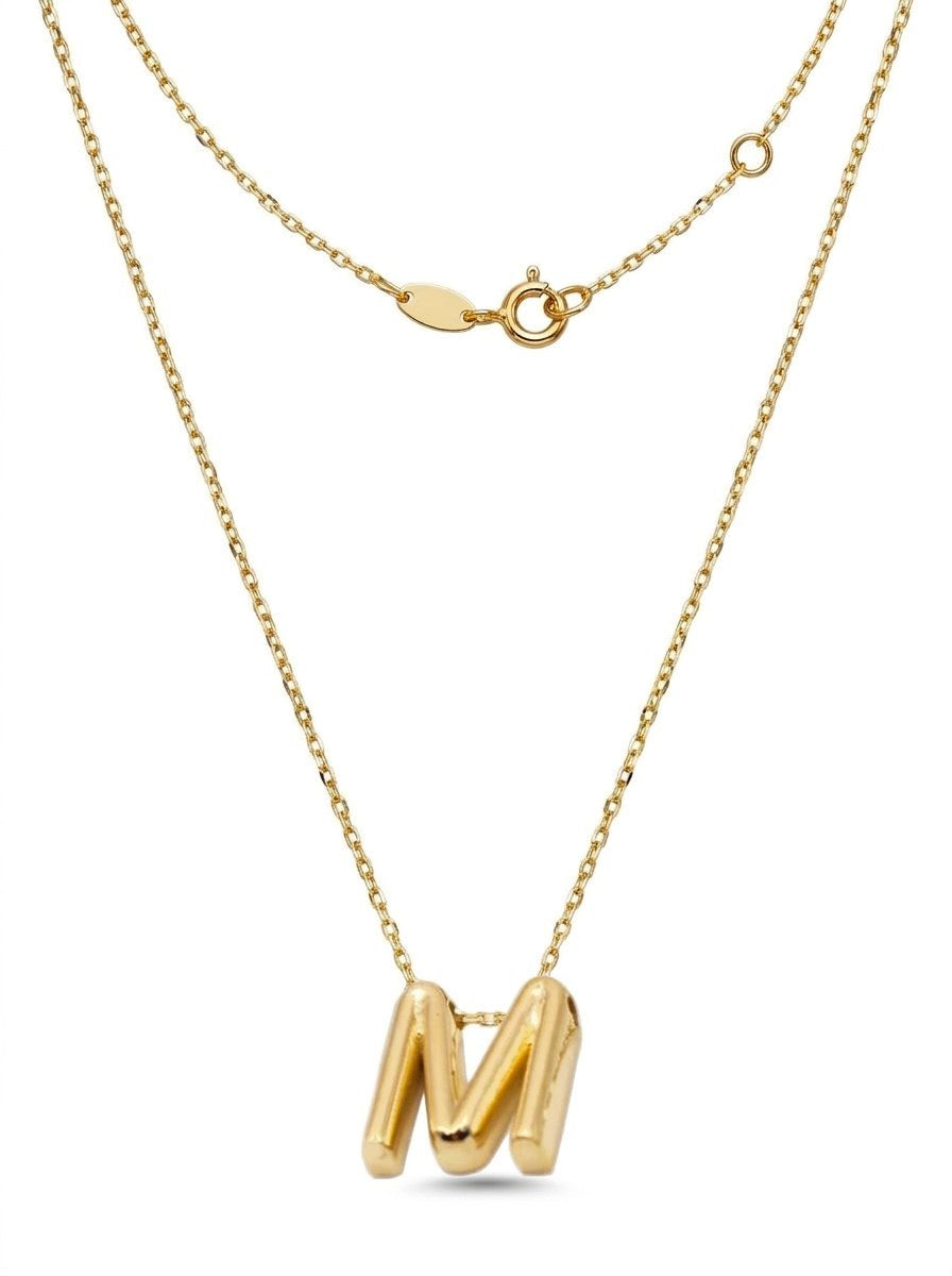 Gargantilla de oro 14k con inicial M burbuja Mod 6215 - 45 cm