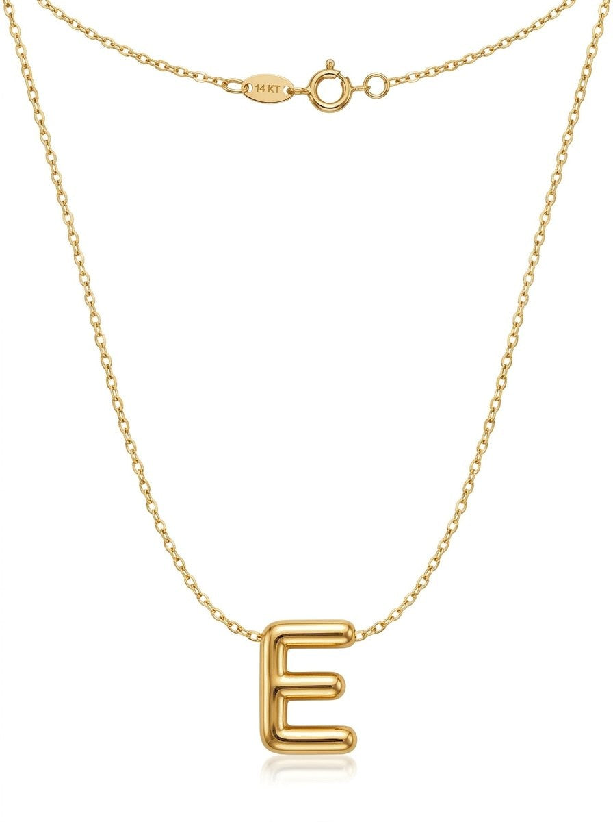 Gargantilla de oro 14k con inicial E burbuja Mod 6216 - 45 cm