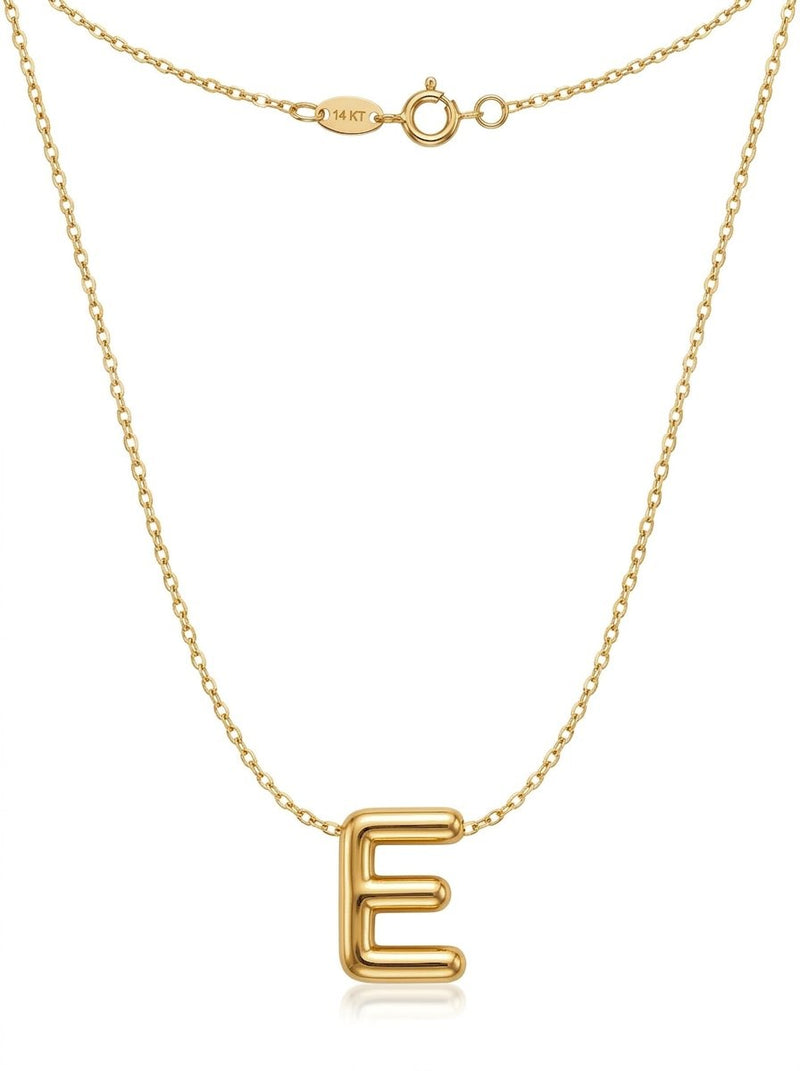 Gargantilla de oro 14k con inicial E burbuja Mod 6216 - 45 cm