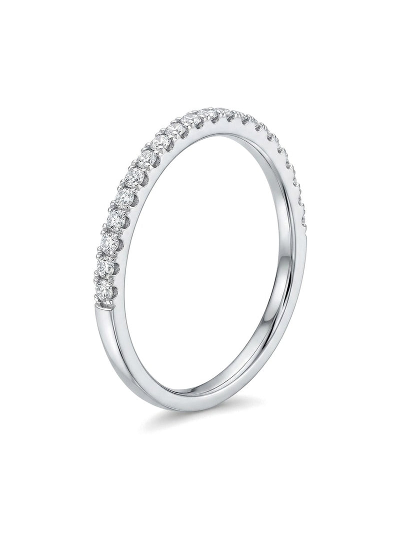 Anillo de oro blanco 14k media churumbela con diamantes naturales Mod 6219