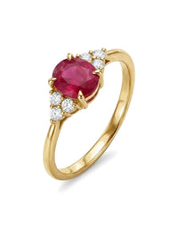 Anillo de oro 14k con rubí natural y diamantes naturales Mod 6221