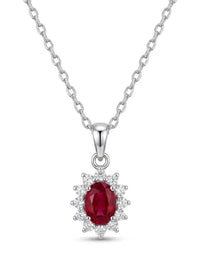 Gargantilla de oro blanco 18k estilo Lady Di con rubí natural y diamantes naturales Mod 6223 - 45 cm
