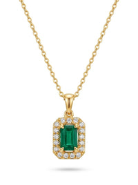 Gargantilla de oro 14k con esmeralda natural y diamantes naturales Mod 6225 - 45 cm