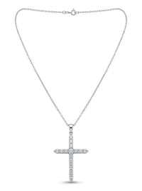 Gargantilla de oro blanco 18k con cruz de diamantes naturales Mod 6226 - 45 cm