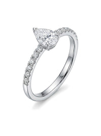 Anillo de oro blanco 18k con diamante natural corte pera Mod 6228