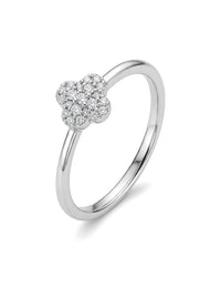 Anillo de oro blanco 18k con flor de diamantes naturales Mod 6229