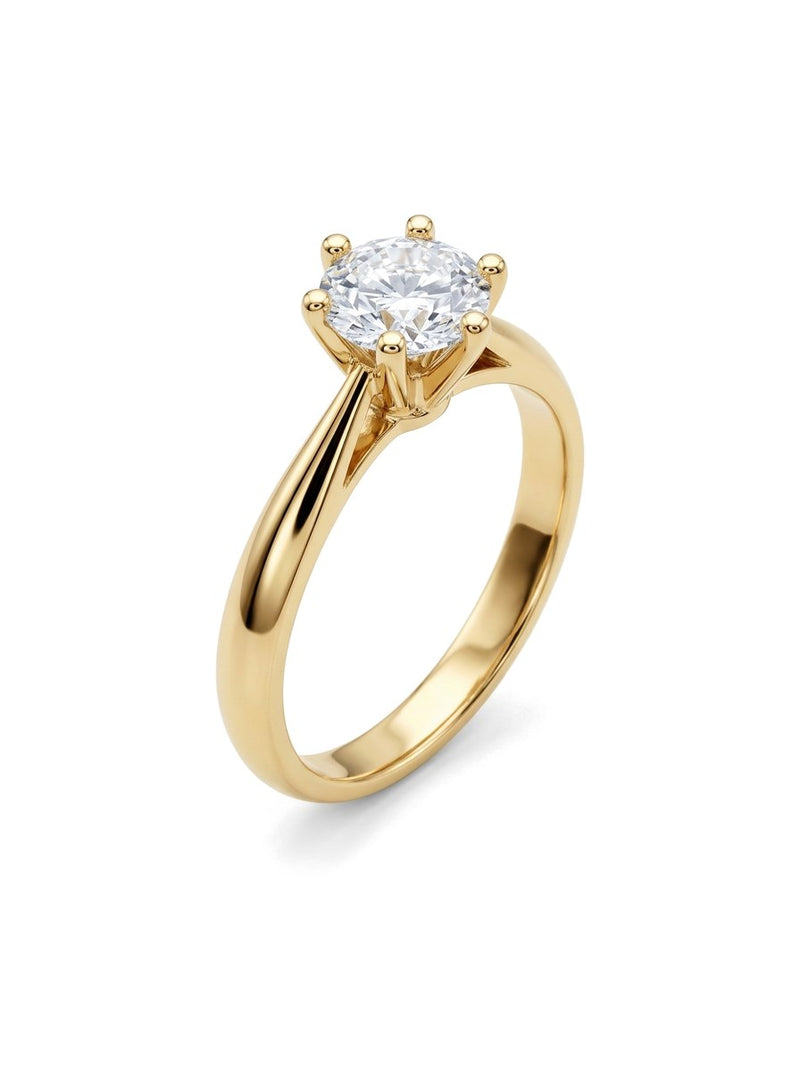 Anillo de oro 18k solitario de 6 garras con diamante de laboratorio Mod 6234