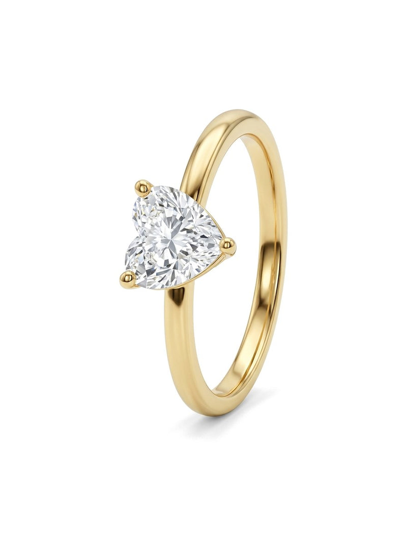 Anillo de oro 14k solitario con diamante de laboratorio corte corazón Mod 6236