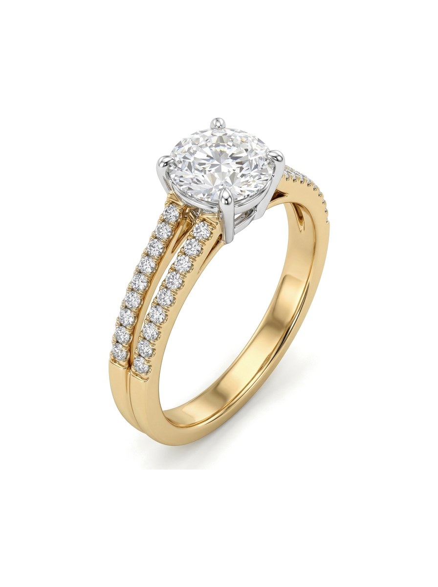 Anillo de oro 14k solitario de aro doble con diamante de laboratorio Mod 6239