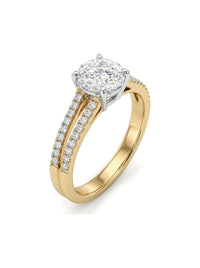 Anillo de oro 14k solitario de aro doble con diamante de laboratorio Mod 6239