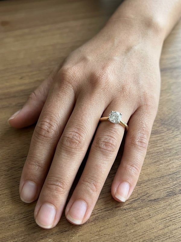 Anillo de oro 14k solitario con diamante de laboratorio Mod 6240
