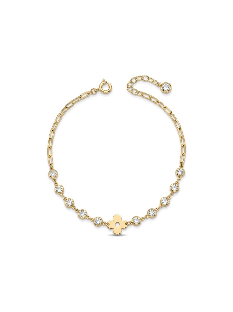 Pulsera de oro 14k con flor y circonias Mod 6244 - 18 cm