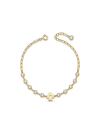 Pulsera de oro 14k con flor y circonias Mod 6244 - 18 cm