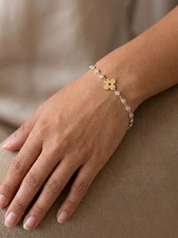 Pulsera de oro 14k con flor y circonias Mod 6244 - 18 cm