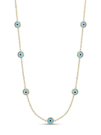 Gargantilla de oro 14k con ojos turcos Mod 6246 - 45 cm