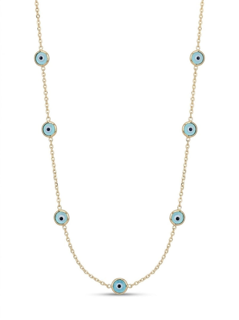 Gargantilla de oro 14k con ojos turcos Mod 6246 - 45 cm