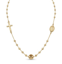 Gargantilla de oro 14k estilo rosario con cruz y medalla de la Virgen Mod 6249 - 45 cm